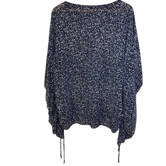 Tory Burch Silk Navy flowy Blouse tunic adjustable cinched sides medium large - Picture 2 of 6
